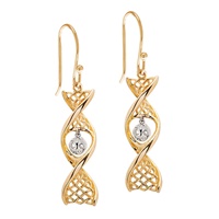 14K Yellow Gold Earrings with White Gold Tree of Life