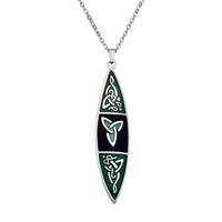 Sea Gems Celtic Long Pointed Necklace, Green/Black
