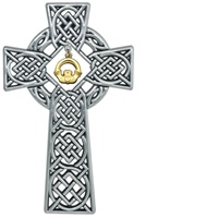 Celtic Cross With Gold Claddagh Charm Gift Boxed