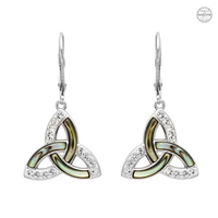 Sterling Silver Trinity with Abalone/Swarovski Drop Earrings