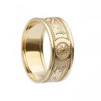 Celtic Warrior Shield Band 14K Gold with Gold Trim 7.3mm