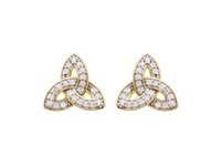 14KT Gold Vermeil CZ Trinity Knot stud Earrings