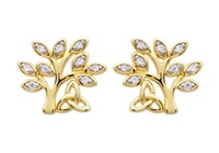 14KT Gold Vermeil CZ Tree of Life Stud Earrings