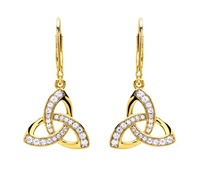14KT Gold Vermeil Cz Trinity Drop Earrings