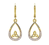 14KT Gold Vermeil Trinity CZ Drop Earrings