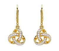 14KT Gold Vermeil CZ set Trinity Drop Earrings