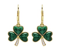 14KT Gold Vermeil Malachite Shamrock Drop Earrings