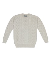 Blasket Honeycomb Stitch Aran Crewneck Sweater, Silver-Marl