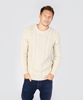 Blasket Honeycomb Stitch Aran Crewneck Irish Sweater, Natural (3)