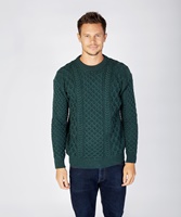 ‘Blasket’ Honeycomb Stitch Aran Crewneck Irish Sweater, Evergreen (4)