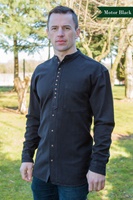 Irish Civilian Heritage Linen Grandfather Shirt, Motor Black