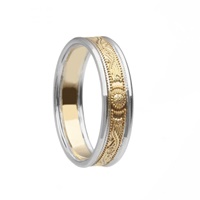 Celtic Warrior Shield 14K  Gold with White Gold Trims 5mm Band