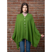 Irish Lambswool Shawl Bright Green with Mother of Pearl Buttons (3)