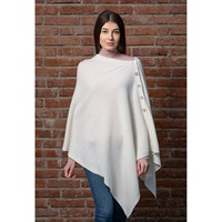 Irish Lambswool Shawl with Mother of Pearl Buttons (White) (3)