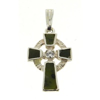 Connemara Marble Celtic Cross Sterling Silver and CZ Center (2)