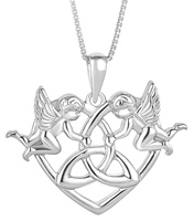Silver Cherubs Trinity Knot Heart Necklace