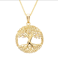 14KT Gold Vermeil Celtic Tree of Life Necklace Embellished With Cubic Zirconias