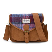 Islander Tartan Large Saddle Bag, Pink/Blue