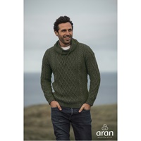 Aran Woollen Mills Mens Sweater with Drawcords