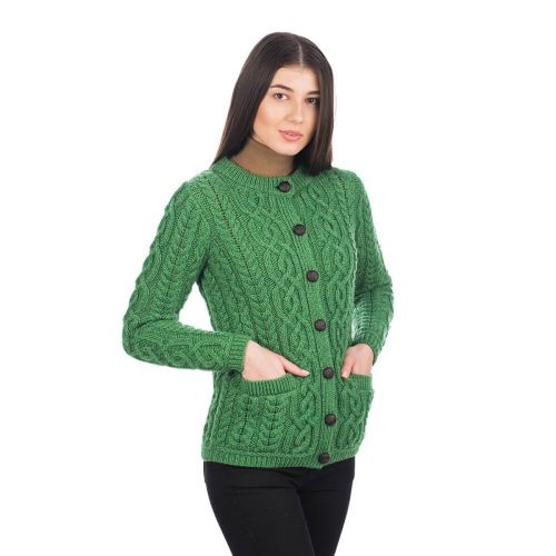 Green ladies cardigan sale