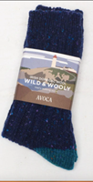 Avoca Handweavers Wild and Wooly Mens Donegal Socks, Navy/Teal