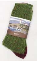 Avoca Handweavers Wild and Wooly Mens Donegal Socks, Green/Maroon