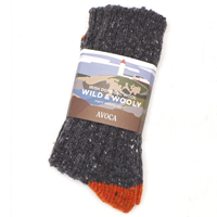 Avoca Handweavers Wild and Wooly Mens Donegal Socks, Grey/Orange