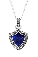 Sterling Silver Gents Lapis Shield Pendant Water Collection