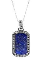 Sterling Silver Gents Lapis Dog Tag Pendant Water Collection