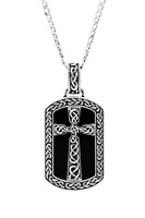 Sterling Silver Gents Onyx Cross Pendant Sky Collection