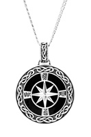 Sterling Silver Gents Onyx Compass Pendant Sky Collection