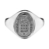 Silver Ladies Petite Oval Family Coat of Arms Ring, Solid