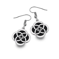 Sea Gems Celtic Circles Slim Knot Earwire, Black