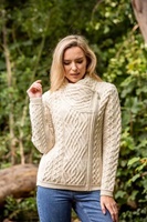 Ladies Cable Knit Side Zip Cardigan Natural