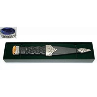 GM Belt Chrome Finish Sgian Dubh Dress with Blue Stone Top