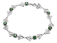 Shanore Sterling Silver Trinity Bracelet, Green