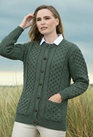 West End Knitwear The Curragh Traditional Lumber Cardigan, Tundra Green (2)