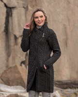 West End Knitwear Liffey Side Zip Coat, Charcoal