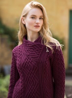 West End Knitwear Liffey Side Zip Coat, Wine