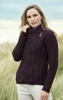 West End Knitwear Shannon Side Zip Cardigan, Damson