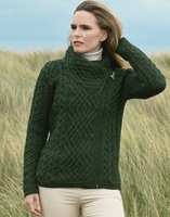 West End Knitwear Shannon Side Zip Cardigan, Army Green