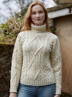West End Knitwear Inch Traditional Turtle Neck Sweater, Natural