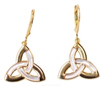 14kt Gold Vermeil MOP Celtic Trinity Knot Earrings