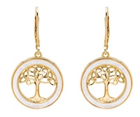 14kt Gold Vermeil Mother of Pearl Tree of Life Earrings