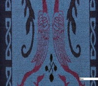 Jimmy Hourihan Fringed Shawl with Celtic Motif, Blue Tones