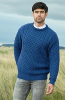 Aran Crafts Kildare Merino Wool Unisex Sweater, Denim (2)