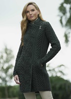 Aran Crafts Liffey Side Zip Coat, Army Green