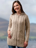 Aran Crafts Meath Side Button Cardigan, Mermaid (2)