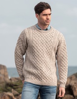 Aran Crafts Kildare Merino Wool Unisex Irish Sweater, Irish Oatmeal (4)
