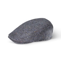 Latchfords of Ireland Tailored Herringbone Quilted Tweed Cap, Navy